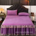 Fleece bedspread with bed skirt 100% polyester